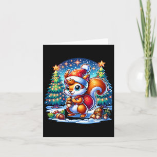 Carte Fun De Noël Pour Les Enfants Écureuil Hiver Et Noë