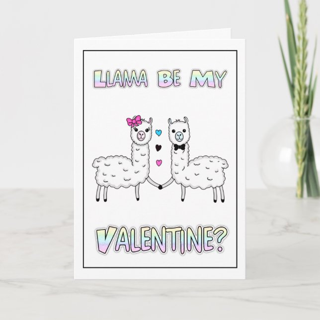 Carte Fun drôle de lama pun de la Saint-Valentin  (Devant)