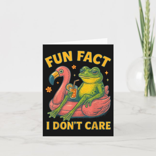 Carte Fun Fact I Dont Care Frog Flamant rose Sarcastique (Devant)