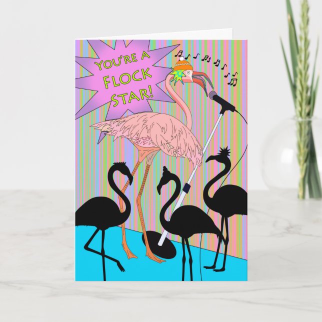 Carte Fun Félicitations pour votre chanson Flamant rose  (Devant)