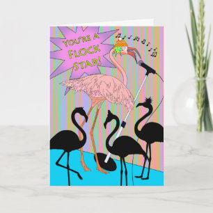 Carte Fun Félicitations pour votre chanson Flamant rose 