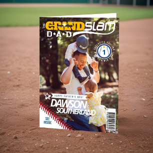 Carte Fun Fête des pères Baseball Lover Photo Magazine