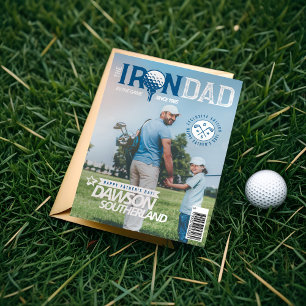 Carte Fun Fête des pères Papa golf Lover Photo Magazine