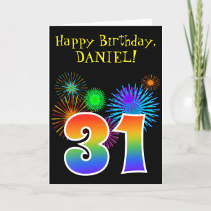 Carte Fun Fireworks + Rainbow Motif "31" Anniversaire #