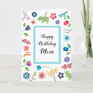 Carte Fun Floral Joyeux Anniversaire Maman ou n'importe 