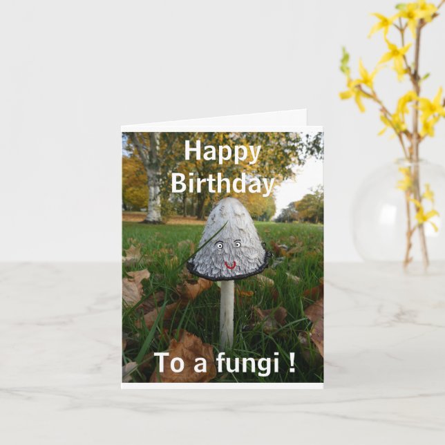 Carte Fun Fungi Happy Birthday Card - personnalisable (Fleur jaune)