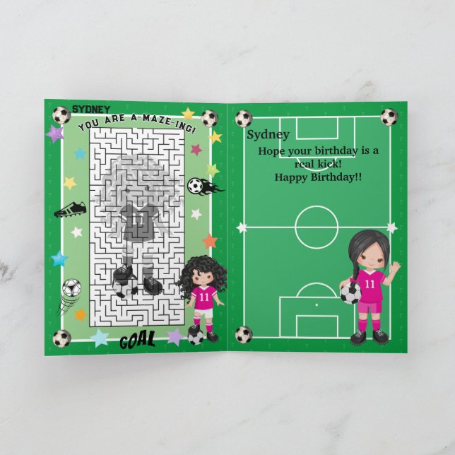 Carte Fun Girls Soccer Vous Êtes A-Maze-ing Joyeux Anniv (Intérieur)
