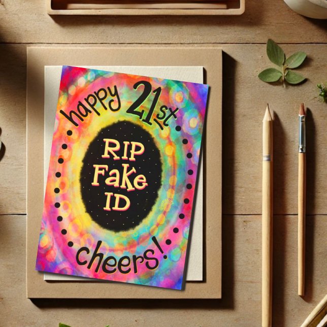 Carte Fun Happy 21st Birthday RIP Fake ID Funny (Créateur téléchargé)