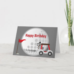 Carte Fun Happy Birthday Golfer Golf Ball, Cart & Quote