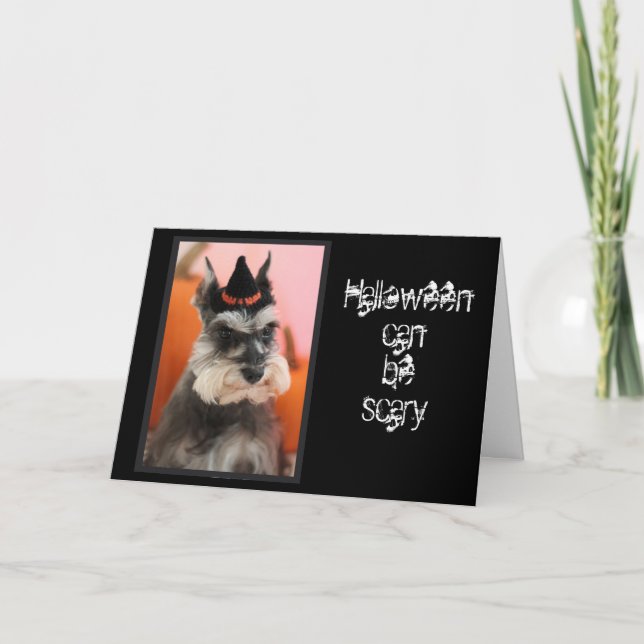 Carte Fun Happy Halloween Cute Schnauzer Dog (Devant)