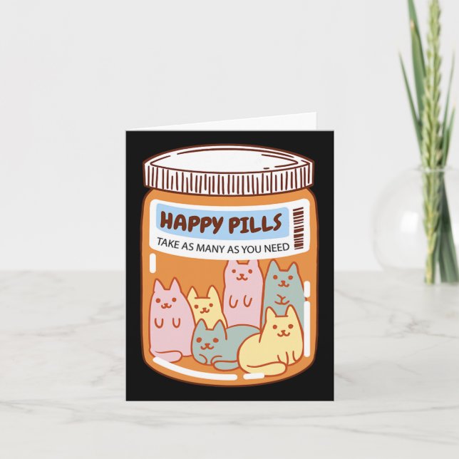 Carte Fun Happy Pills Chat Mignonne Santé Mentale Chats  (Devant)