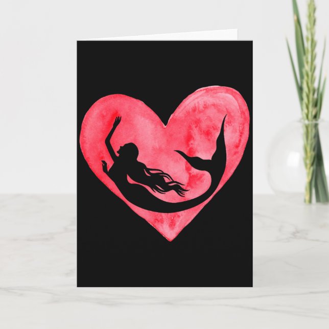 Carte Fun Heart Mermaid Aquatic Mythical Fish Lover Vale (Devant)