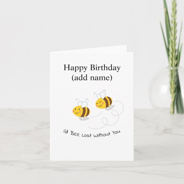 Carte Fun Illustré Bee Happy Birthday Card (Devant)