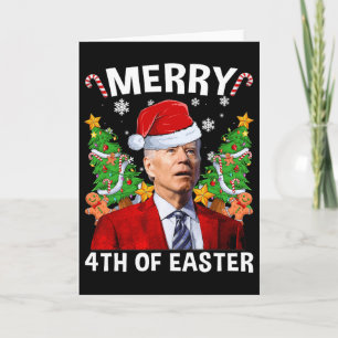 Carte Fun Joe Biden Noël Chapeau de Père Noël Joyeux 4 j