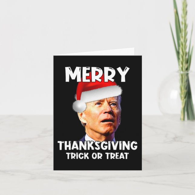 Carte Fun Joe Biden Santa Hat Joyeux Thanksgiving Christ (Devant)