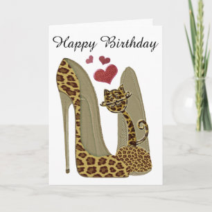 Carte Fun Leopard Stiletto et Cat