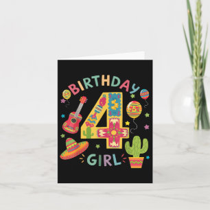 Carte Fun Mexican Theme Party 4Anniversaire Fiesta 4 ans