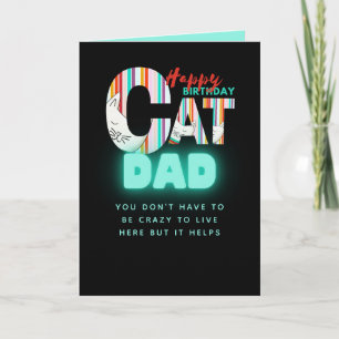 Carte Fun Moderne Papa Chat Fou Anniversaire Personnalis
