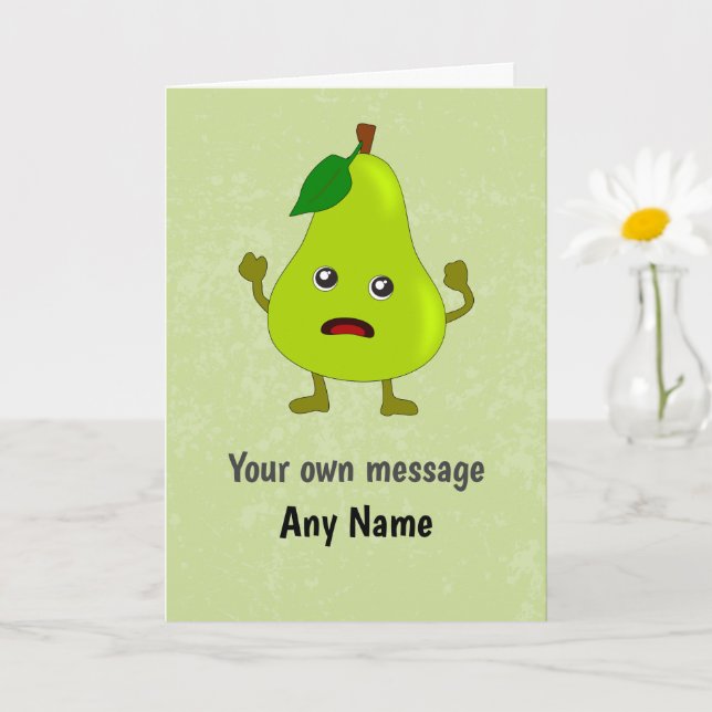 Carte Fun Panicking Pear - Pas de stress Anniversaire /  (Petite plante)