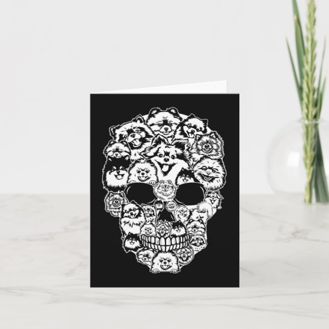 Carte Fun Pomeranian Skeleton Skeleton Halloween (Devant)