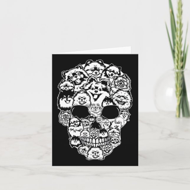 Carte Fun Pomeranian Skeleton Skeleton Halloween (Devant)