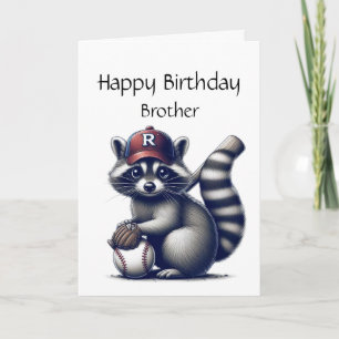 Carte Fun Raccoon Frère Baseball Anniversaire Animal