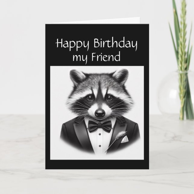 Carte Fun Raccoon Friend un vrai Gentleman Raccoon (Devant)