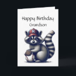 Carte Fun Raccoon Grandson Baseball Anniversaire Animal<br><div class="desc">Fun Raccoon Grandson Baseball Anniversaire Animal</div>