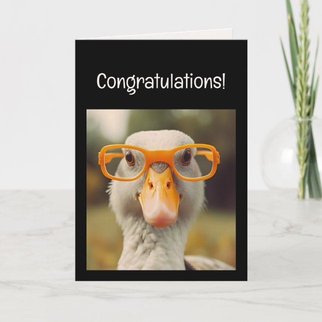 Carte Fun Smart Goose Glasses Congratulations! Grad (Devant)