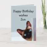 Carte Fun Son Birthday Wishes Siamese Cat<br><div class="desc">Funny Son Birthday Wishes Siamese Cat Animal Humor you up   Perfect for that Son in your life with a sense of humour,  a love of cats and a birthday</div>
