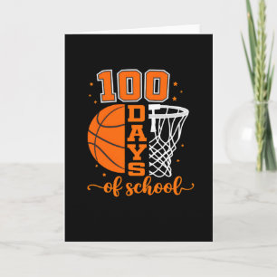 Carte Fun sports basket-ball 100 jours d'école vintage
