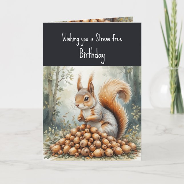 Carte Fun Stress Free Nut gratuit Anniversaire mignon éc (Devant)