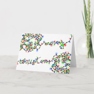 Carte Fun tangled Christmas Lights "Merry Christmas"