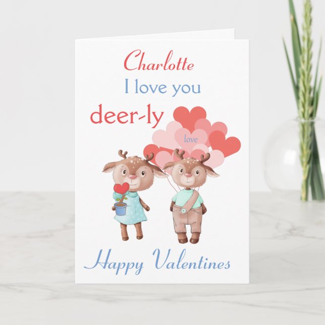 Carte Fun Valentine Je T'Aime Deer-ly (Devant)