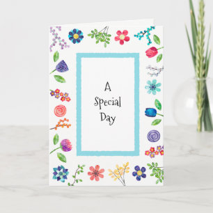 Carte Fun Whimsical Floral Berries voeux d'anniversaire