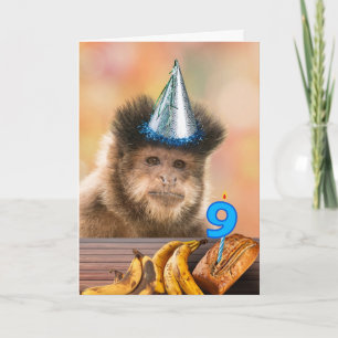 Carte Fundy 9e anniversaire Capuchin Singe Banane Pain