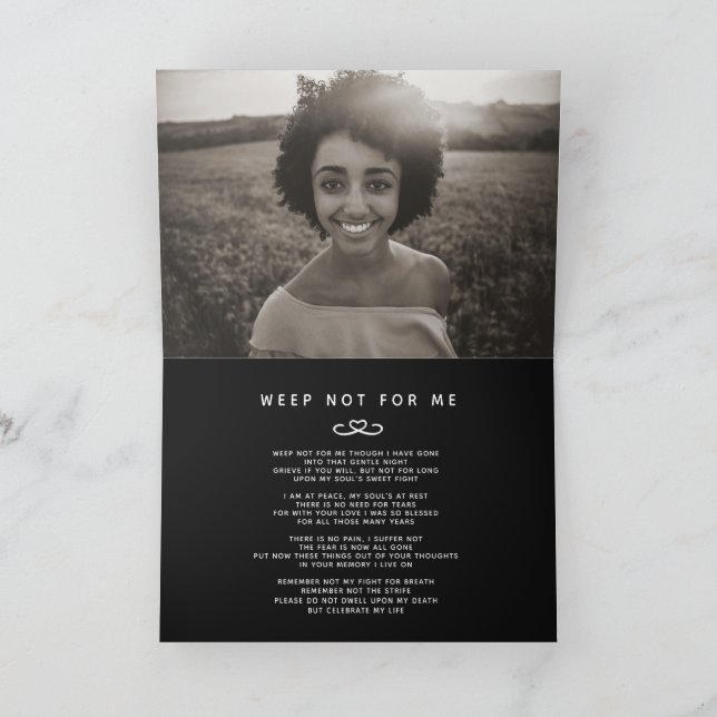 Carte Funérailles dans nos coeurs pour toujours poème no (Intérieur)