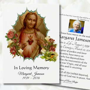 Carte funéraire catholique du Sacré-Cœur de Jésus