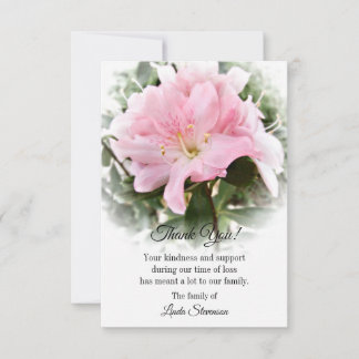 Carte funéraire Merci - Fleur d'Azalea rose