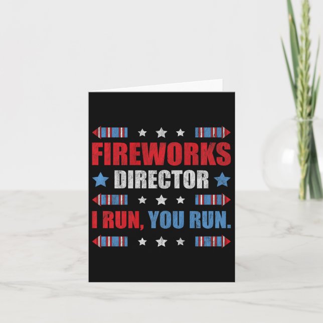 Carte Funky 4 juillet Fireworks Directeur Je Vous Exécut (Devant)