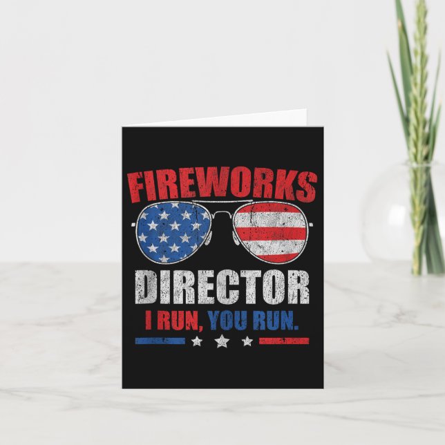 Carte Funky 4 juillet Fireworks Directeur Je Vous Exécut (Devant)