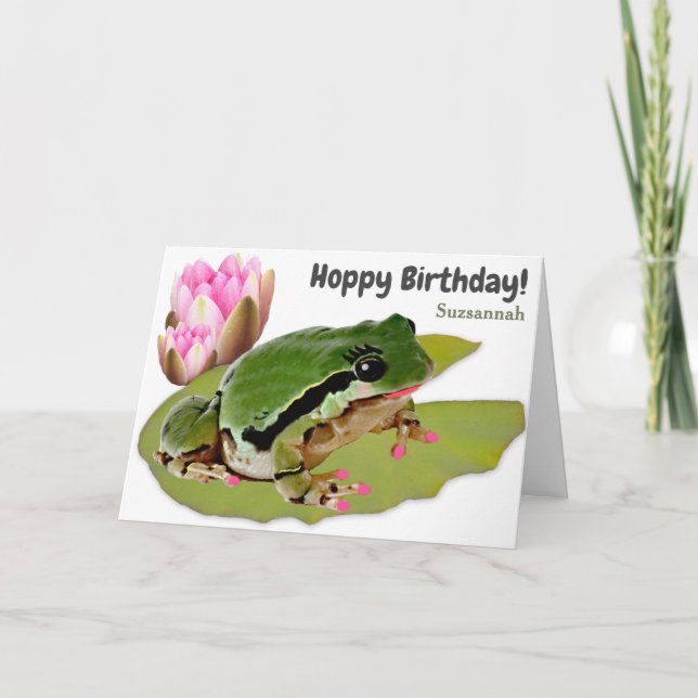 Carte Funky Anniversaire Grenouille Princesse Eau Rose L (Devant)