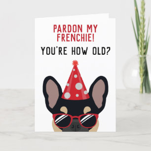 Carte Funky Black and Tan French Bulldog Birthday Card