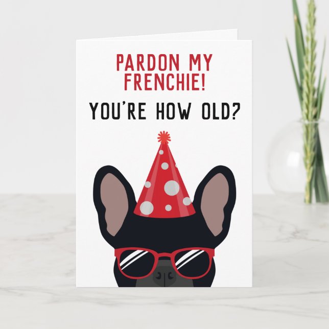 Carte Funky Black French Bulldog Anniversaire (Devant)
