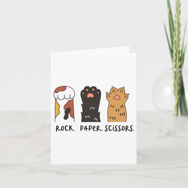 Carte Funky Cat Rock Ciseaux Papier Cute Cat Paquets Enf (Devant)