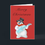 Carte Funky Christmas Card Rock Music Guitariste Snowman<br><div class="desc">Cartes de Noël amusantes avec Snowman Rock Music Guitar Player MIGNED Paining - Personnalisable - ou Choisissez / ajoutez votre couleur de carte / ou texte !</div>