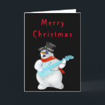 Carte Funky Christmas Card Snowman Rock Music Guitariste<br><div class="desc">Cartes de Noël amusantes avec Snowman Rock Music Guitar Player MIGNED Paining - Personnalisable - ou Choisissez / ajoutez votre couleur / texte / plus !</div>