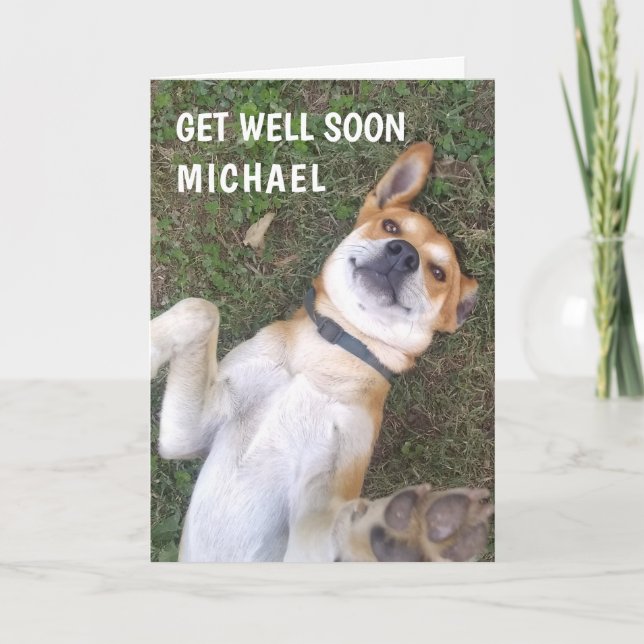 Carte Funky Get Well Chien Photo Custom (Devant)