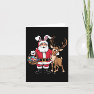 Carte Funky Pâques Père Noël Avec Oreilles De Lapin Et O