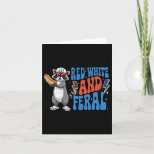 Carte Funky Patriotic Raccoon Rouge Blanc Et Feral 4th O